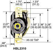 Hubbell Wiring Twist-Lock® Series Locking Receptacles 2P3W Single Receptacle 30 A L6-30R 250 V