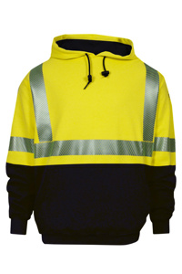 NSA FR High Vis Reflective Lined Pullover Hoodies 3XL High Vis Yellow/Navy Mens