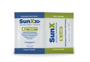 Coretex SunX30+ Series SPF 30 Sunscreen Multi Packets 50 Towelettes Per Box