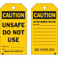 Brady B-851 Accident Prevention Tags Unsafe Do Not Use Polyester 7 x 4 in