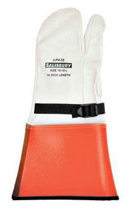 Honeywell Salisbury ILPM Series Pull Strap Mitten Protectors XL Cowhide Leather Orange/White