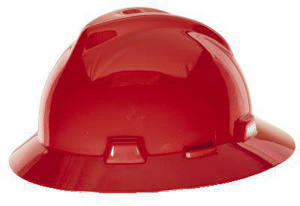 MSA V-Gard® Brink Logo'd Protective Hats with Fas-Trac® Suspension 6-1/2 - 8 in Red
