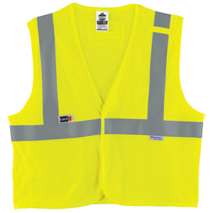 Ergodyne GloWear® GlenGuard® 8260FRHL Series FR High Vis Type R Class 2 Mesh Safety Vests Lime 2XL/3XL 4.6 cal/cm2