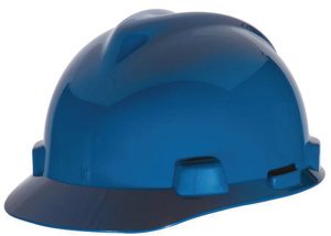 MSA V-Gard® Staz-On® Slotted Cap Brim Hard Hats 6-1/2 - 8 in 4 Point Squeeze Graphic/Logo