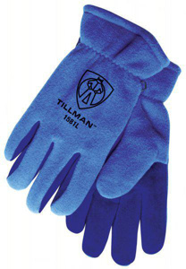 Tillman Company Polar Fleece Cowhide Winter Gloves Large Blue Cowhide Leather