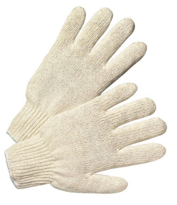 String-Knit Gloves Large Cotton, Polyester Natural White