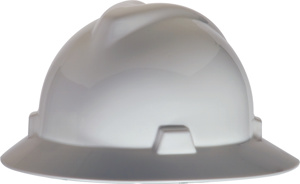 MSA V-Gard® Fas-Trac® Slotted Full Brim Hard Hats 6-1/2 - 8 in 4 Point Ratchet Lime