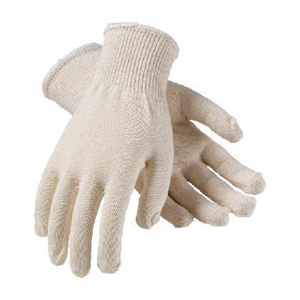 PIP Lightweight Seamless Knit Gloves Large Cotton, Polyester Natural with White (Hem)