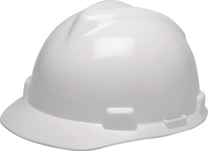 MSA V-Gard® Fas-Trac® Slotted Cap Brim Hard Hats 6-1/2 - 8 in 4 Point Ratchet Gray/Navy