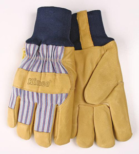 KincoPro™ 1927KW™ Knit Cuff Lined Drivers Gloves Large Yellow with Blue Stripes Pigskin Leather