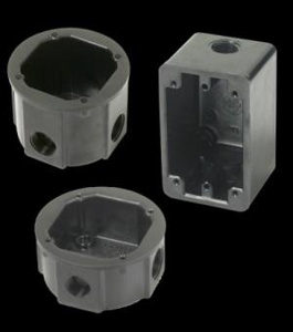 Engineered Products Weatherproof Round Outlet Boxes 2 in Nonmetallic 1/2 in 4 Hub