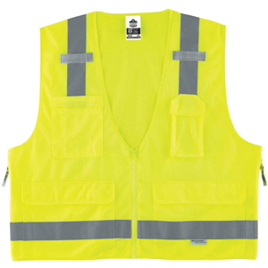 Ergodyne GloWear® High Vis Reflective Full Zip Vests L/XL High Vis Lime Type R, Class 2, 107 Class E