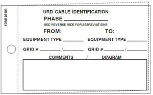 Electromark Xcel Energy URD Tags URD Cable Identification Phase Polyester Black on White 3.25 in H x 5.5 in W