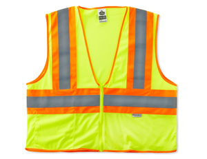 Ergodyne GloWear® High Vis Reflective Full Zip Mesh Vests L/XL High Vis Lime Type R, Class 2, 107 Class E