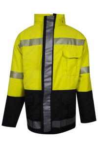 NSA FR Vizable® Hybrid Extreme High Vis Reflective Bomber Parkas 4XL Tall Black/High Vis Yellow Type R, Class 3, 107 Class E