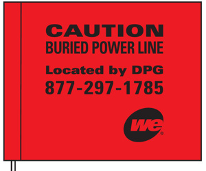 Blackburn Contractor Marking Flags Red Caution- Buried Power Line Located By DPG 877-297-1785