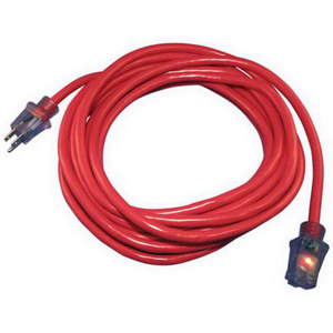 Century Wire & Cable Pro Style SJTW Extension Cord With Lighted End 12 AWG 100 ft Red