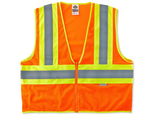 Ergodyne GloWear® High Vis Reflective Full Zip Mesh Vests S/M High Vis Orange Type R, Class 2, 107 Class E