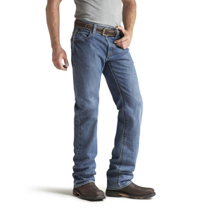 Ariat FR M3 Loose Basic Stackable Straight Leg Jeans Mens Blue Cotton Denim 32 x 34