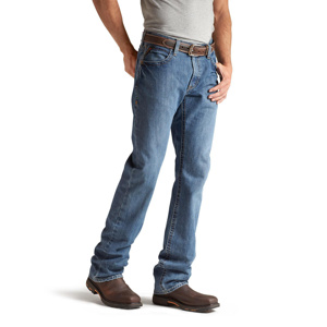 Ariat FR M4 Low Rise Basic Boot Cut Jeans Mens Blue Cotton Denim 34 x 34