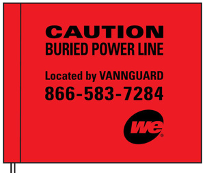 Blackburn Contractor Marking Flags Red Caution- Buried Power Line Located By VANNGUARD 866-583-7284