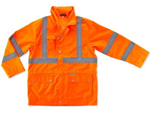 Ergodyne GloWear® High Vis Reflective Mesh-lined Hooded Rain Jackets 2XL High Vis Orange Mens