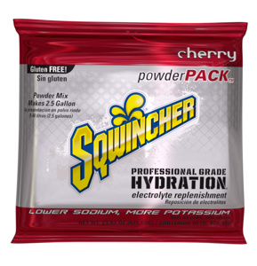 Sqwincher Powder Packs Cherry 2-1/2 gal 32 Per Case