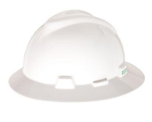 MSA V-Gard® Fas-Trac® Slotted Full Brim Hard Hats 6-1/2 - 8 in 4 Point Ratchet White