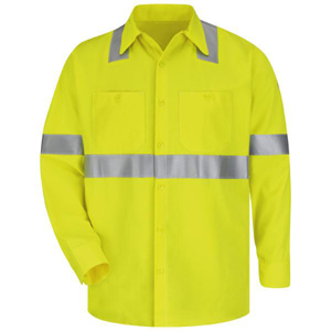 Workwear Outfitters Bulwark FR High Vis Reflective Midweight Button Work Shirts 2XL High Vis Lime Yellow Mens