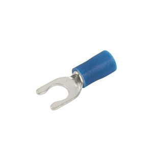 Insulated Locking Fork Terminals 16 - 14 AWG Butted Seam Barrel Vinyl Blue