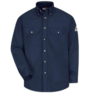 Workwear Outfitters Bulwark FR Midweight Button Uniform Shirts Small Navy Mens