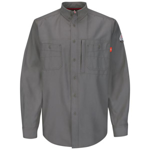 Bulwark iQ Series® Endurance FR Button Uniform Shirts Mens XL Gray 9 cal/cm2