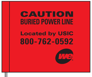 Blackburn Contractor Marking Flags Red Caution- Buried Power Line Located By USIC 800-762-0592