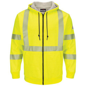 Workwear Outfitters Bulwark FR High Vis Reflective Lined Full Zip Hoodies XS High Vis Lime Yellow Mens