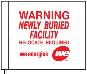 Blackburn Contractor Marking Flags White Warning - Newly Buried Facility Relocate Required