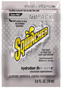 Sqwincher Fast Packs® Zero Calorie Liquid Concentrates Cool Citrus 200 Servings, 6 oz Per Serving 50 Packs Per Box, 4 Boxes Per Case