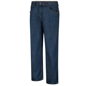 Workwear Outfitters Bulwark FR Lightweight Relaxed Straight Leg Jeans 42 x 32 Dark Blue Mens