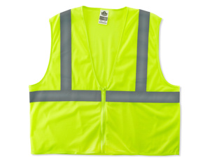 Ergodyne GloWear® High Vis Reflective Super Economy Full Zip Mesh Vests L/XL High Vis Lime Type R, Class 2, 107 Class E