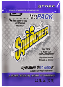 Sqwincher Fast Packs® Zero Calorie Liquid Concentrates Grape 200 Servings, 6 oz Per Serving 50 Packs Per Box, 4 Boxes Per Case