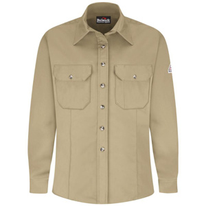 Workwear Outfitters Bulwark FR Midweight Button Uniform Shirts XL Khaki Womens