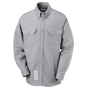 Workwear Outfitters Bulwark FR Midweight Button Uniform Shirts Small Silver Gray Mens