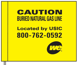 Blackburn Contractor Marking Flags Black/Yellow Caution- Buried Natural Gas Line Located By USIC 800-575-5587