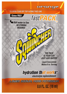 Sqwincher Fast Packs® Zero Calorie Liquid Concentrates Orange 200 Servings, 6 oz Per Serving 50 Packs Per Box, 4 Boxes Per Case