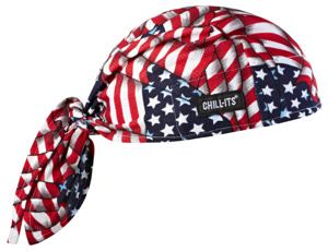 Ergodyne Chill-Its® 6615 Series High Performance Dew Rags Graphic - Stars and Stripes Elastic, Hi Cool®, Terry Cloth