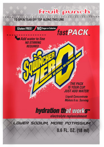 Sqwincher Fast Packs® Zero Calorie Liquid Concentrates Fruit Punch 200 Servings, 6 oz Per Serving 50 Packs Per Box, 4 Boxes Per Case