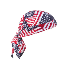 Ergodyne Chill-Its® 6710CT Series Evaporative Cooling Triangle Hats with Towel Graphic - Stars and Stripes Polyvinyl Alcohol (PVA)