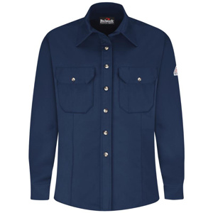 Workwear Outfitters Bulwark FR Midweight Button Uniform Shirts Small Navy Womens