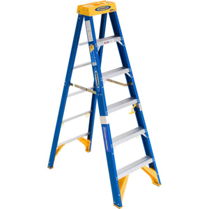 Werner OB Step Ladders 6 ft 375 lb Fiberglass, Spreader: Steel