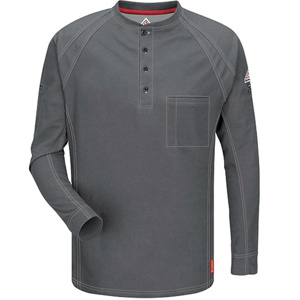 Kits - Workwear Outfitters Bulwark FR iQ Series® Lightweight Henleys - Co-Mo Logo Large Charcoal Mens