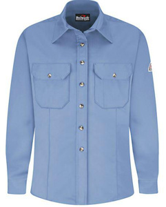 Workwear Outfitters Bulwark FR Midweight Button Uniform Shirts XL Light Blue Womens